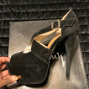Black Suede Platform Heel